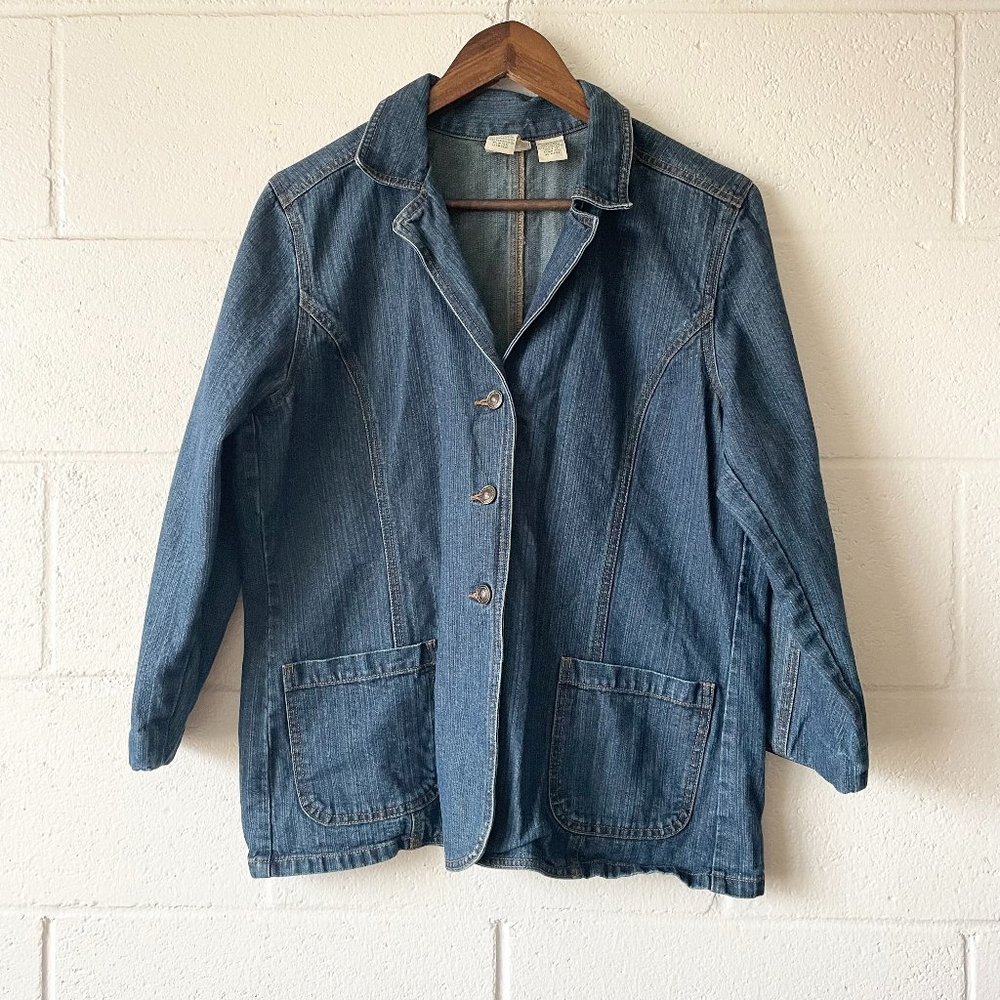 Authentic St. Johns Bay 100% Cotton Collared Denim Jacket Women's Petite Large
